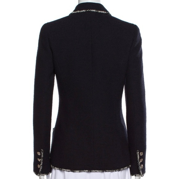 CHANEL Iconic 2005 Runway Embellished Midnight Blue Wool Blazer Vintage Jacket M - Picture 2 of 11